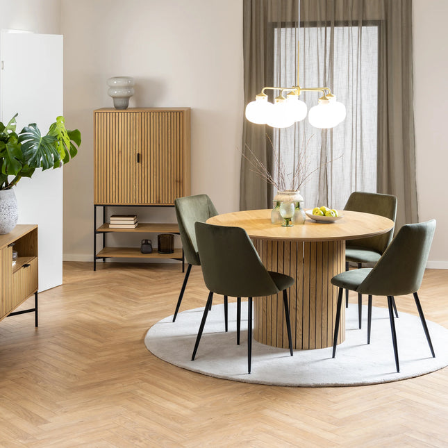 Yale - Dining Table in Oak with 4 Ines Dining Chairs