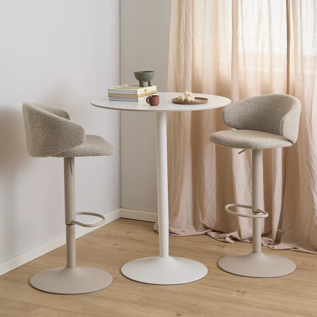 Malta Round Bar Table in Ceramic White – Stylish Compact Design