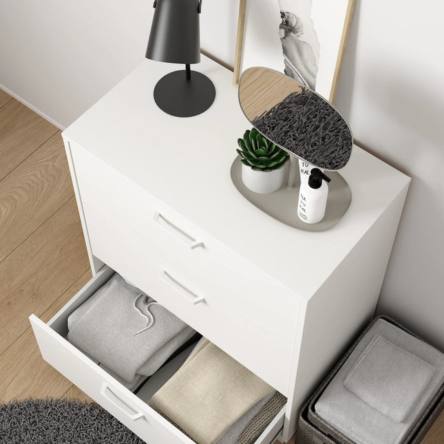 Sofia Chest 3 Drawers in White or Jackson Hickory Oak – Elegant Storage