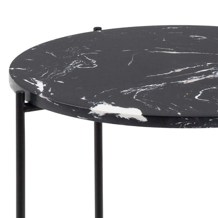 Avila - Side Table with Black Polished Marble Stone 42x45cm