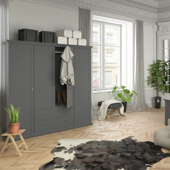 Paris - Wardrobe with 4 Doors and 2 Drawers