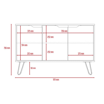 Manhattan - Sideboard - 3 Door Industrial & Hairpin Legs