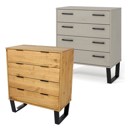 Texas - Chest of Drawers - 4 Drawer Industrial & Black Metal Legs