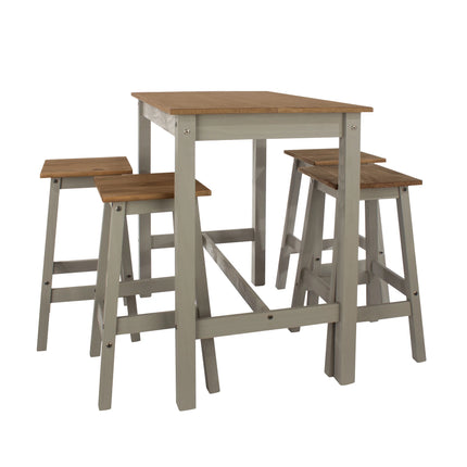 Linea - 5 Piece Solid Pine Dining Set - Grey