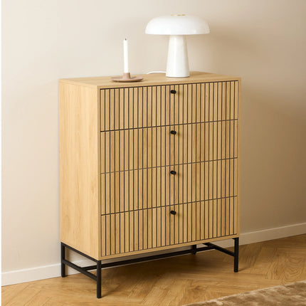 Albany Chest of 4 Drawers Oak Effect Metal Legs 100cm
