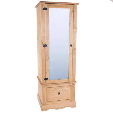 Corona - Wardrobe - 1 Door 1 Drawer Mirrored