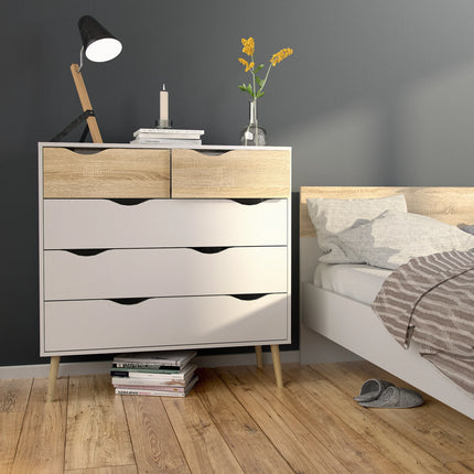 Oslo - 3 Piece Bedroom Set, Bedside, Chest and 2 Door 2 Drawers Wardrobe