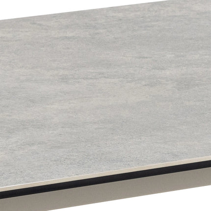 Palermo Ceramic Dining Table Grey 160x90cm with 4 Ella Swivel Beige Chairs