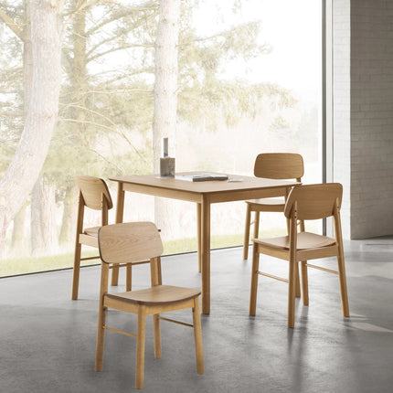 Barlow Rectangular Dining Table & 4 Chairs in Matt Oak – Scandi Style