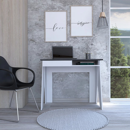 Dallas - Desk - 1 Drawer White with Angled Legs