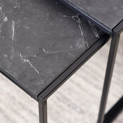 Infinity Square Coffee Table Set Matt Black Set of 3