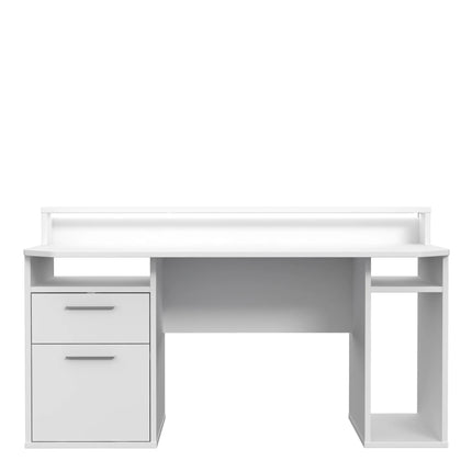 Tezaur White Gaming Desk with Colour Changing LED Lighting
