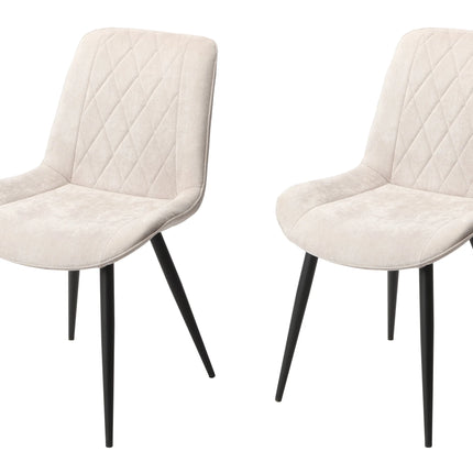 Aspen - Dining Chair Pair - Diamond Stitch Fabric & Metal Legs