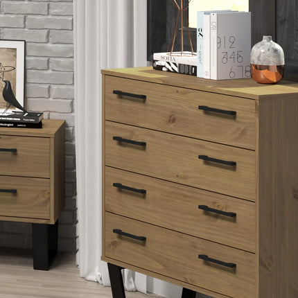 Texas - Chest of Drawers - 4 Drawer Industrial & Black Metal Legs
