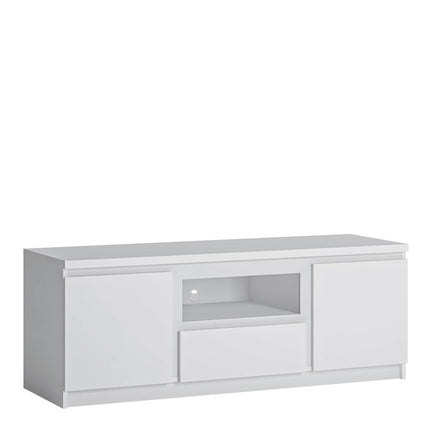 Fribo cabinet top and centre open shelf with rear cable hole in white finish