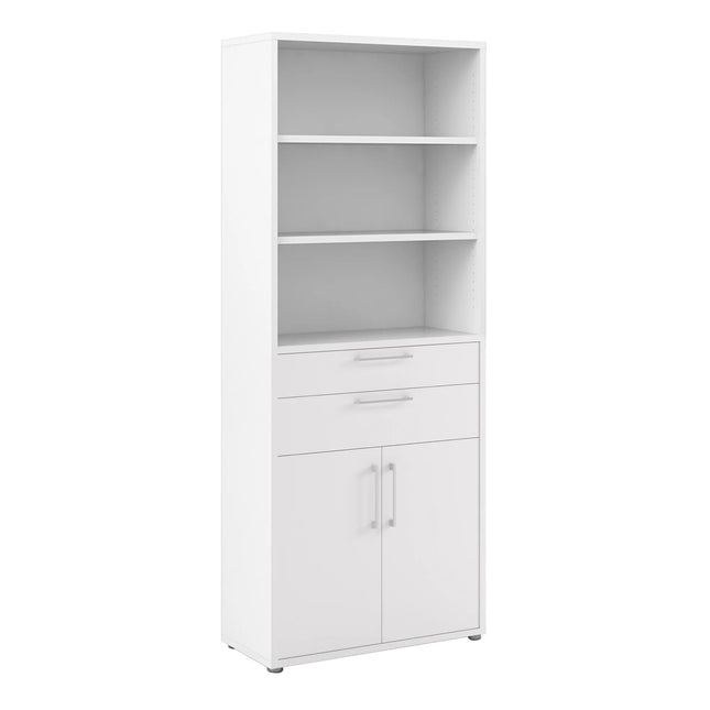 Prima - Bookcase 3 Shelves With 2 Drawers And 2 Doors