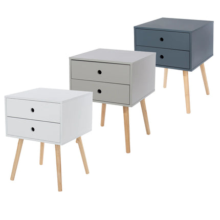 Options - Bedside Table - 2 Drawer & Splayed Pine Legs