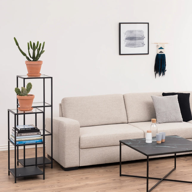 Seaford - Narrow Black Metal Bookcase with 3 Shelves
