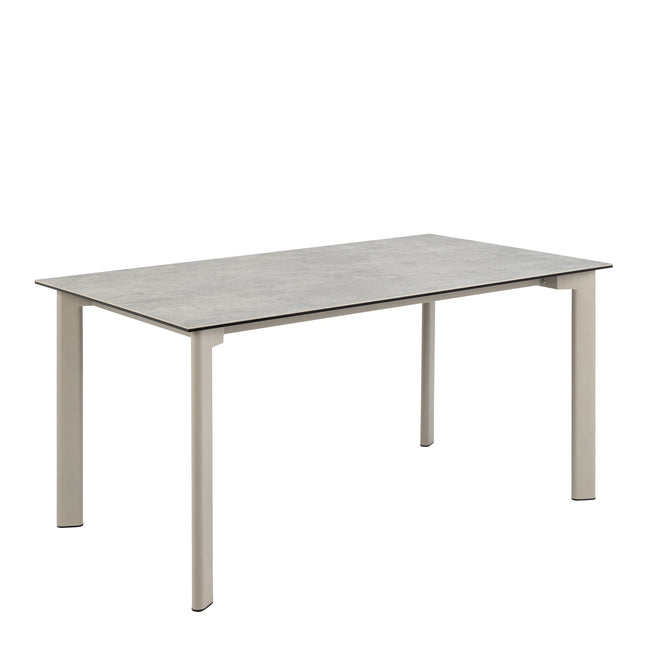 Palermo Ceramic Dining Table Grey 160x90cm with 4 Ella Swivel Beige Chairs
