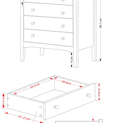 Como - Chest of Drawers - 4 Drawer