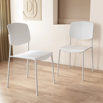 Aspen dining chair pair in matte white with slim metal legs