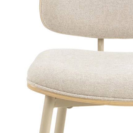 Owen Dining Chair Set of 2 in Apia Beige Fabric with Oak Veneer