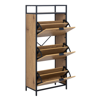 Seaford - Shoe Cabinet in Black and Oak
