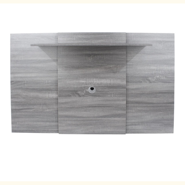 Lido TV unit fixed top shelf and central cable grommet in light grey oak effect finish
