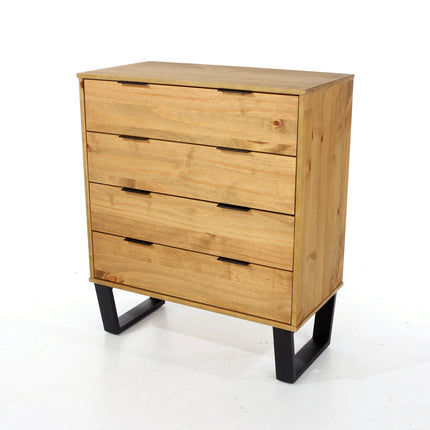 Texas - Chest of Drawers - 4 Drawer Industrial & Black Metal Legs