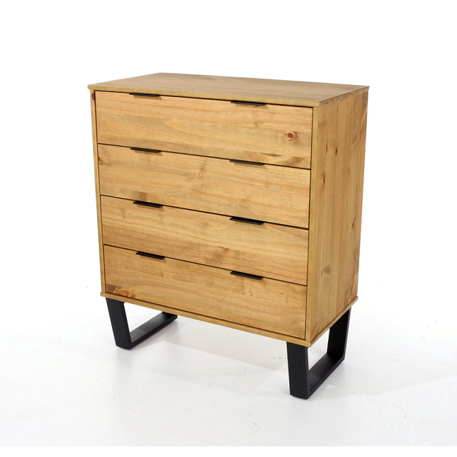 Texas - Chest of Drawers - 4 Drawer Industrial & Black Metal Legs