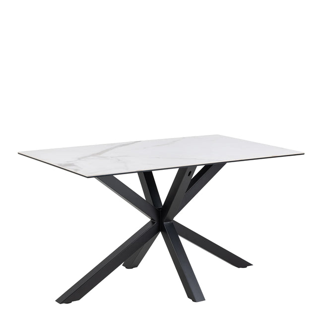 Heaven Dining Table with Ceramic Top in Black, Grey, Rusty Brown & White - 135cm