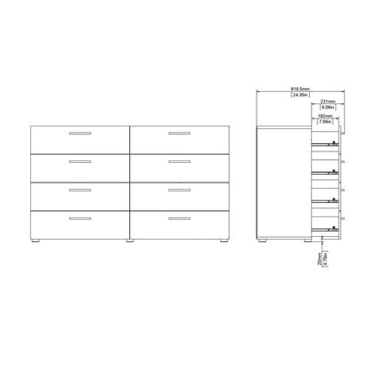 Pepe - Wide Chest of 8 Drawers (4+4)