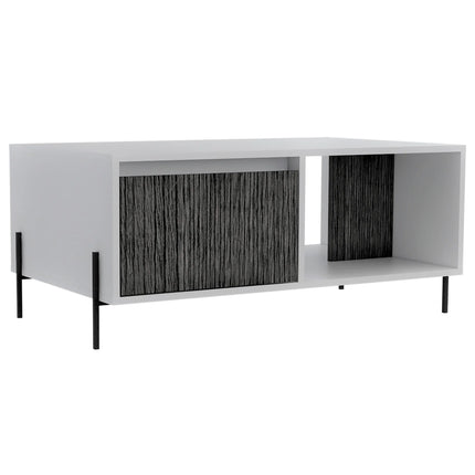 Dallas - Coffee Table - 1 Drawer White & Carbon Grey Oak
