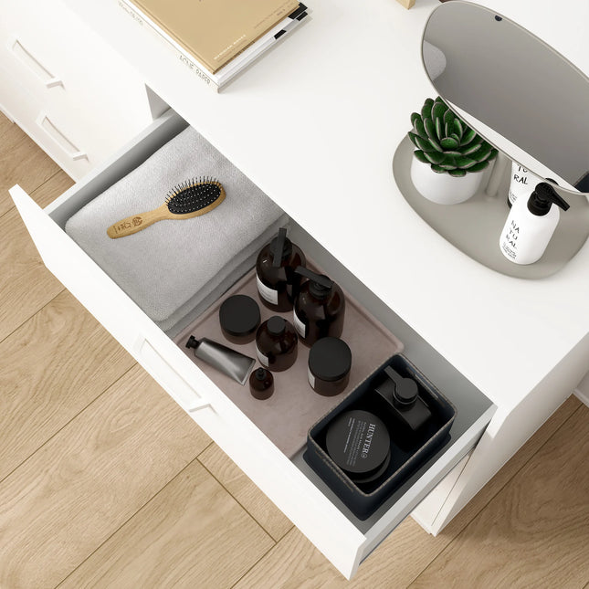 Sofia Double Dresser 6 Drawers in White & Jackson Hickory