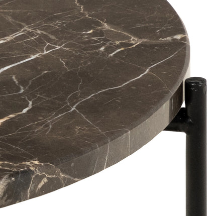 Avila - Side Table with Brown Marble Top 52x40cm
