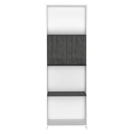 Dallas - Bookcase - 2 Door White & Grey Oak Shelves