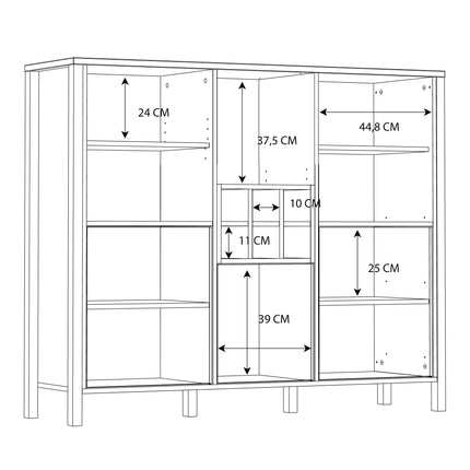 High Rock - Wide Shelf Unit in Matt Black/Riviera Oak