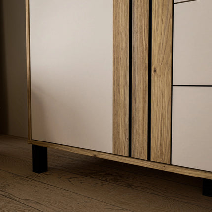 Grafton 3 Door 1 Drawer Cabinet In Cream And Oak