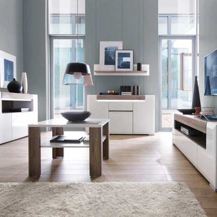 Toronto - 190cm wide TV Cabinet In White and Oak