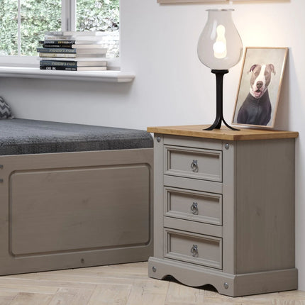 Corona - Bedside Cabinet - 3 Drawer Solid Pine Traditional