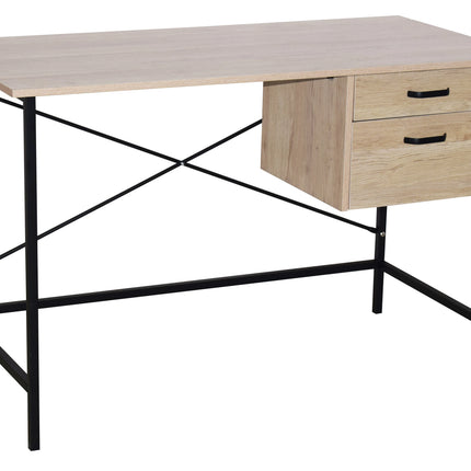 Loft - Desk - 2 Drawer Oak with Black Metal Frame