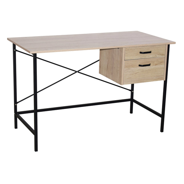 Loft - Desk - 2 Drawer Oak with Black Metal Frame