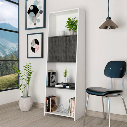 Dallas - Bookcase - 2 Door White & Grey Oak Shelves