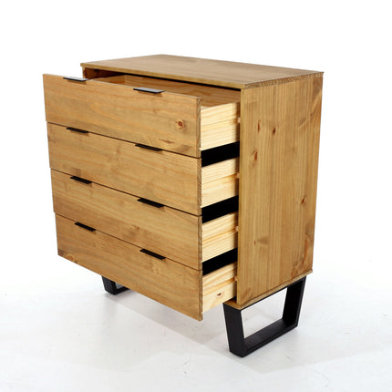 Texas - Chest of Drawers - 4 Drawer Industrial & Black Metal Legs
