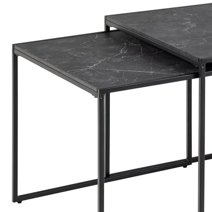 Infinity Square Coffee Table Set Matt Black Set of 3