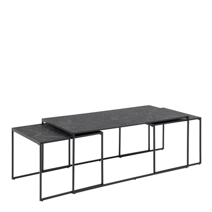Infinity Square Coffee Table Set Matt Black Set of 3