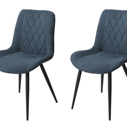 Aspen - Dining Chair Pair - Diamond Stitch Fabric & Metal Legs