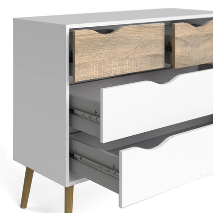 Oslo Chest Of 4 Drawers In White And Oak – Scandinavian Storage Chest