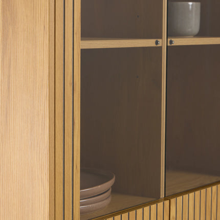 Jaipur Display Cabinet With 4 Doors and 6 Shelves in Wild Oak