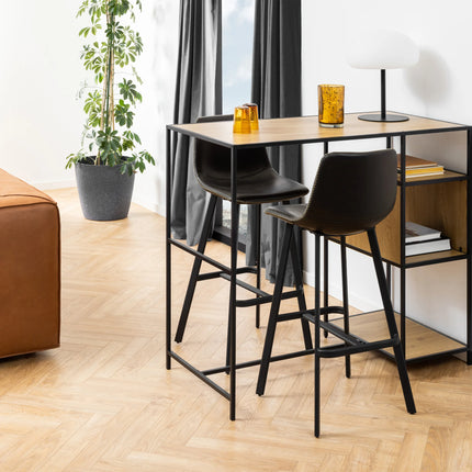I_Oregon Bar Chair Set Of 2 – Vintage PU Black With Matt Black Steel Base
